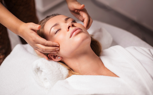 Woman Getting Acne Treatment Facial at Bella Sante Spa