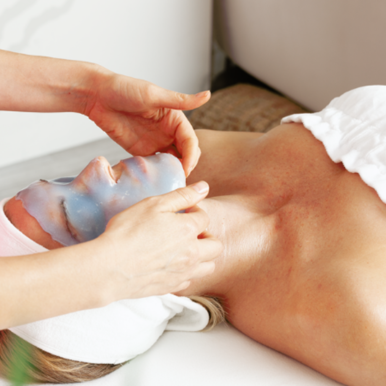 Luxurious skin care treatment room at Bella Santé skin center in Boston