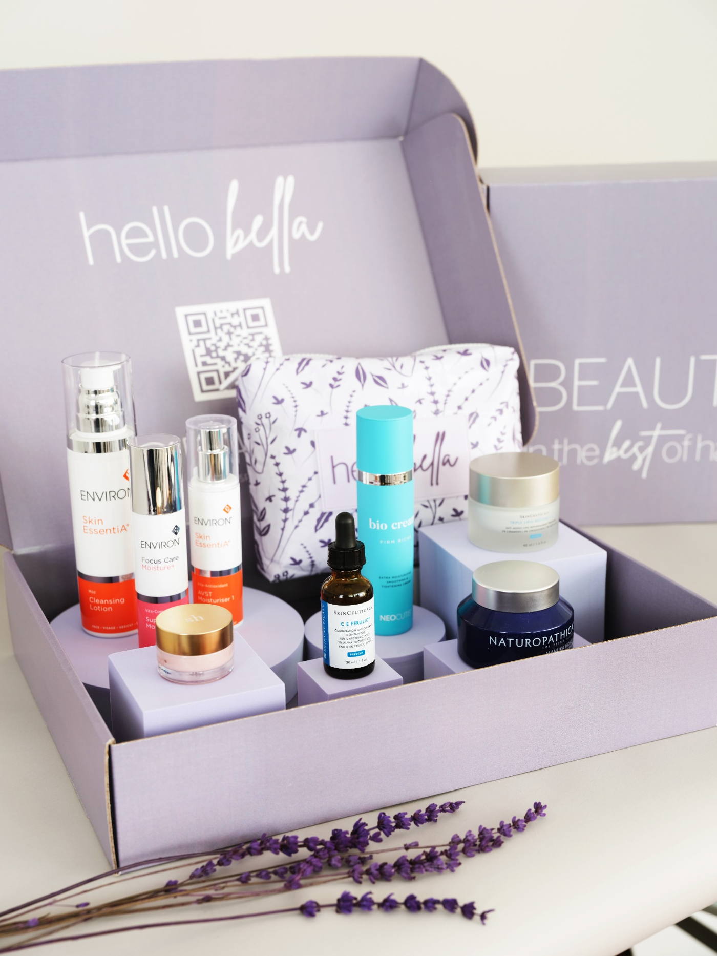 Selection of skincare products available for subscription service from Bella Sante